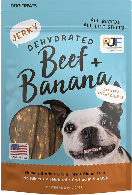 Premium Dog Treats | 100% Human Grade | USA Made | Grain Free | Beef and Banana, 5 Oz.