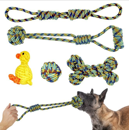 Dog Toys for Large Dogs 5 Pack 2022 New Tough & Durable Indoor Outdoor Dog Rope Toys for Aggressive Chewers, Heavy Duty Teething Chew Toys for Medium Breed Interactive Dog Toys